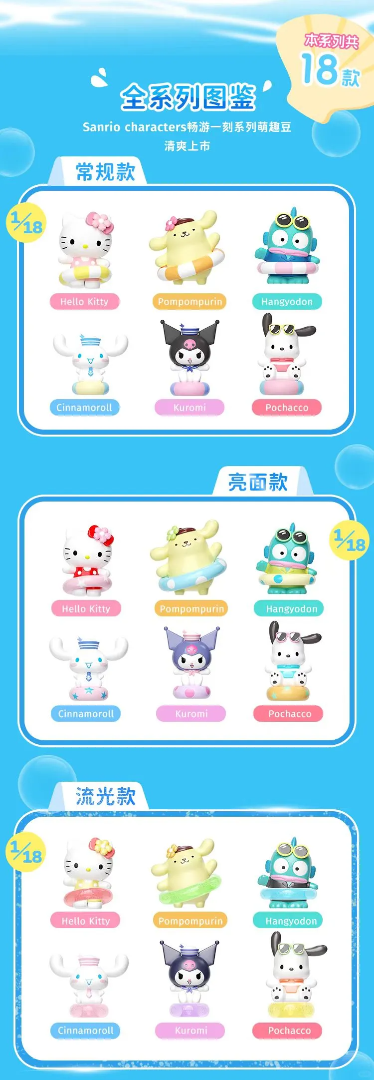 萌趣社【D】萌趣社Sanrio characters畅游一刻系列萌趣豆盲盒摆件