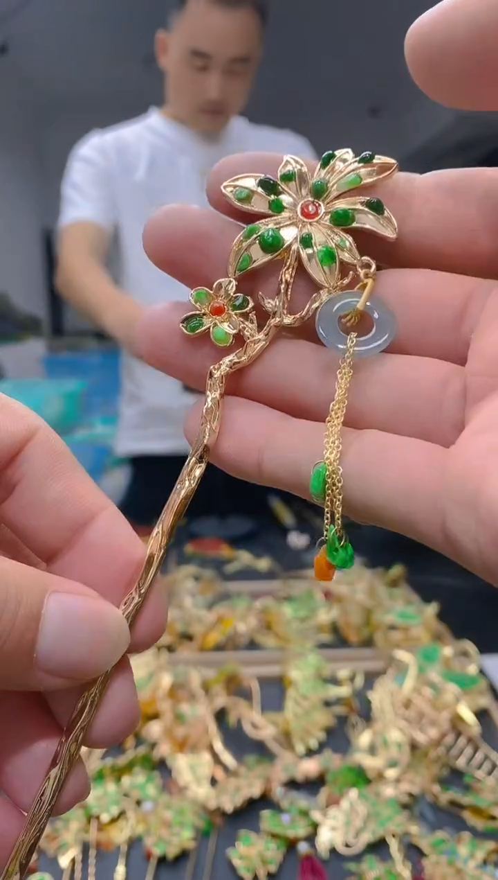 【闪购商品】翡翠耳饰合金240翡翠发簪