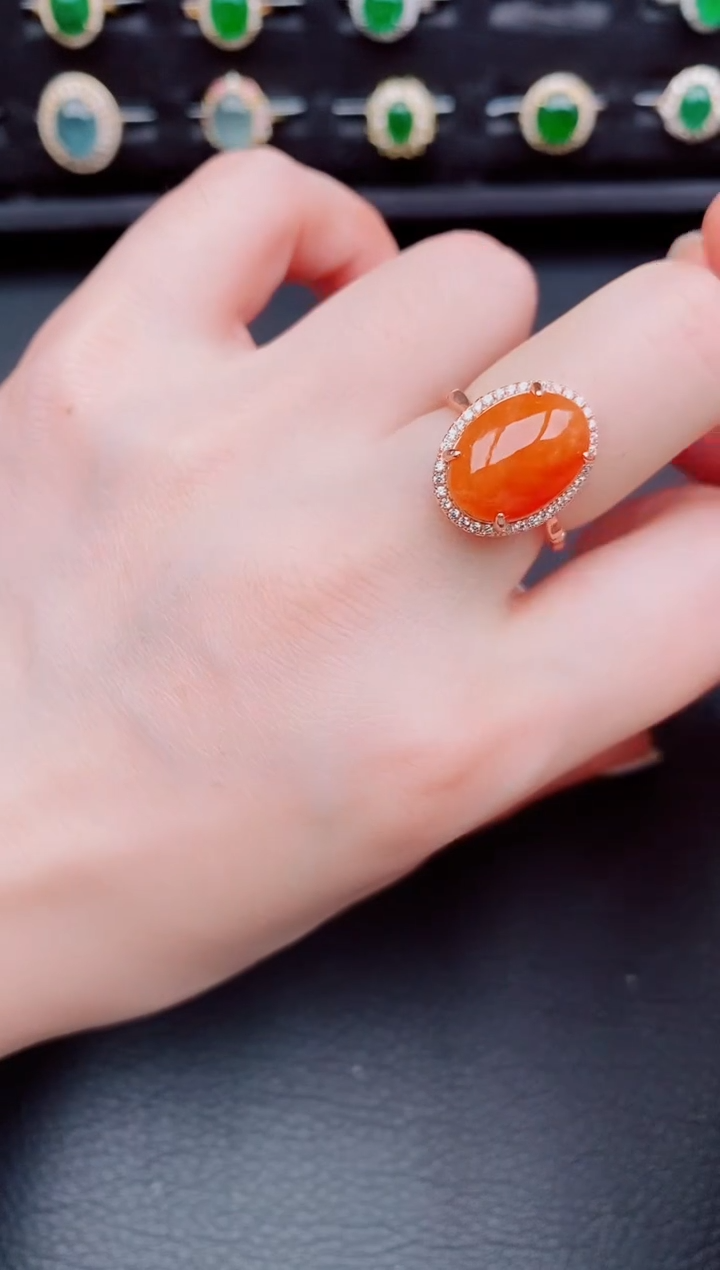 【闪购商品】翡翠戒指银S925镶嵌天然a货翡翠1301