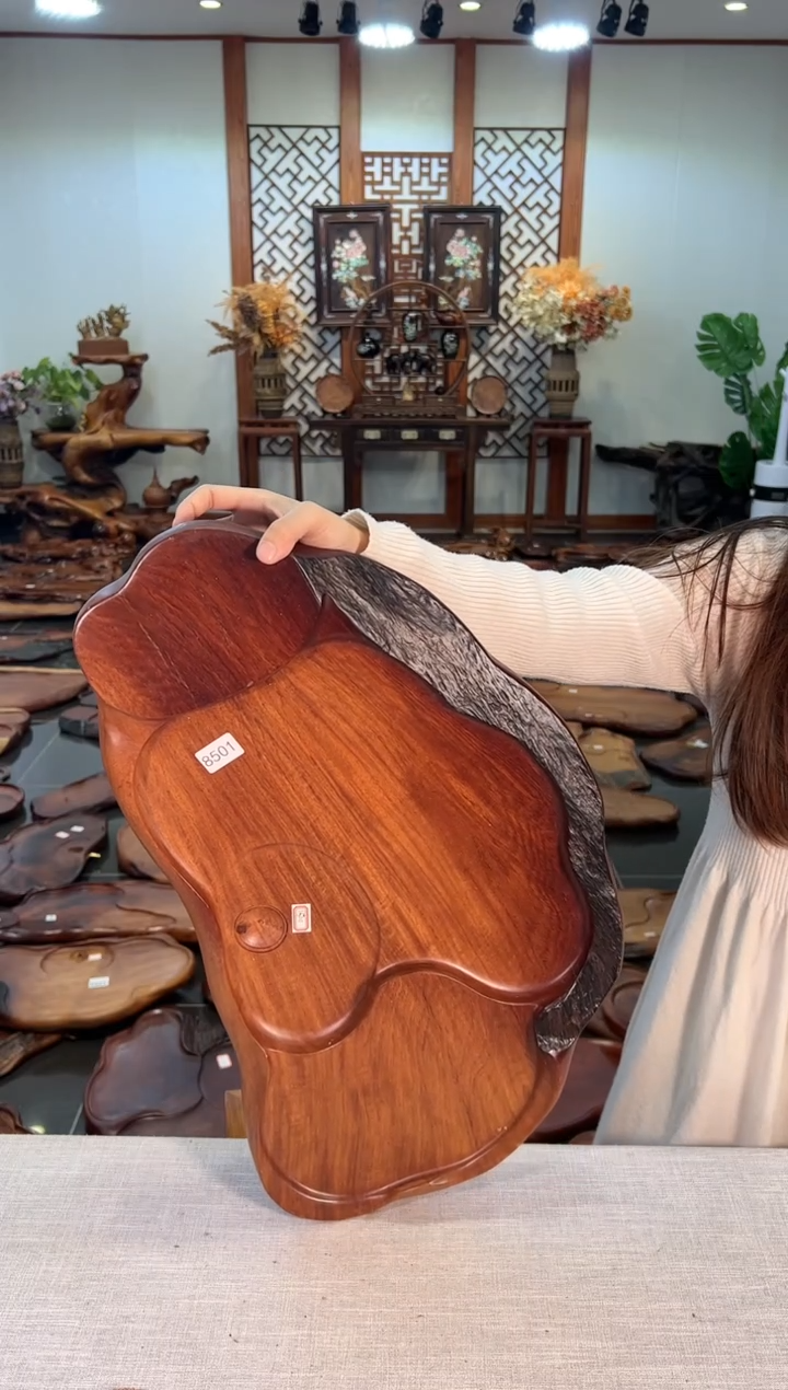 【闪购商品】大果紫檀（缅甸花梨）茶盘8501