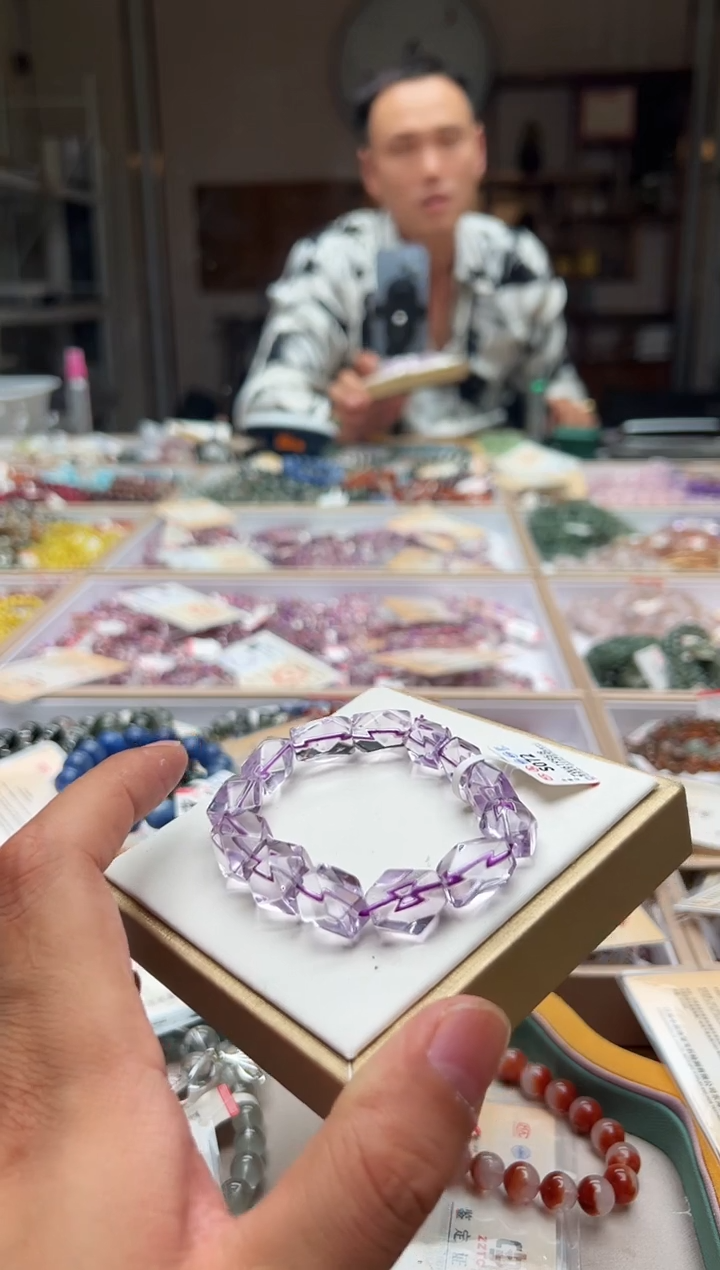 水晶手链未镶嵌s072紫水晶刻面桶珠