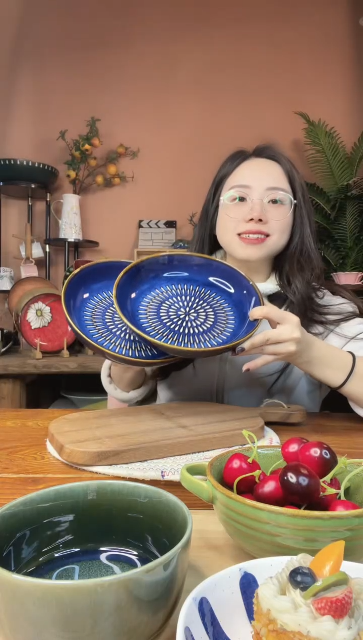 陶瓷8.5英寸水滴深盘 2件 微瑕疵