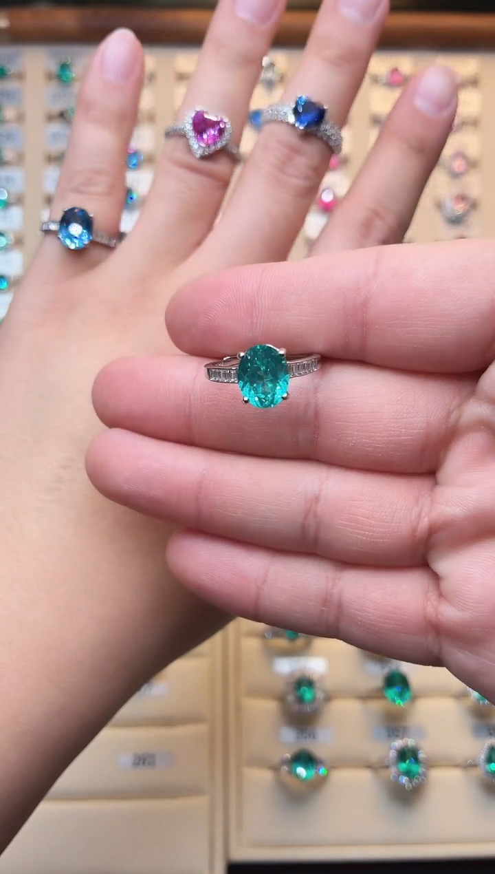 银S925镶嵌戒指绿柱石00000