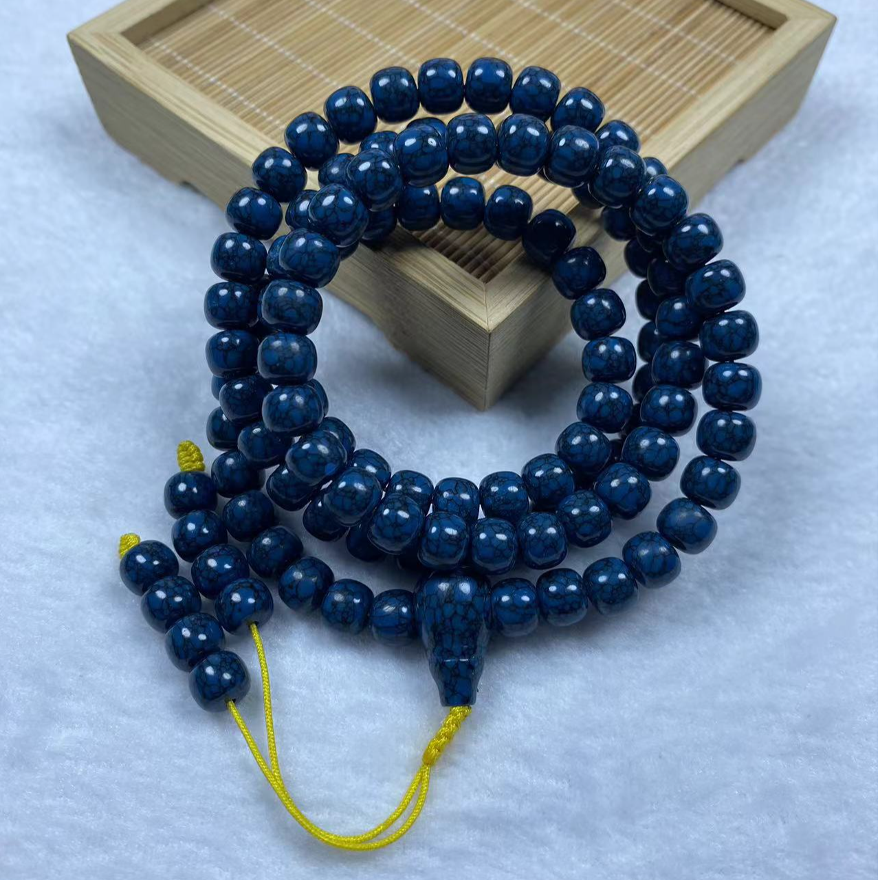 原创手工DIY配珠珠串蓝网花108颗8mm+