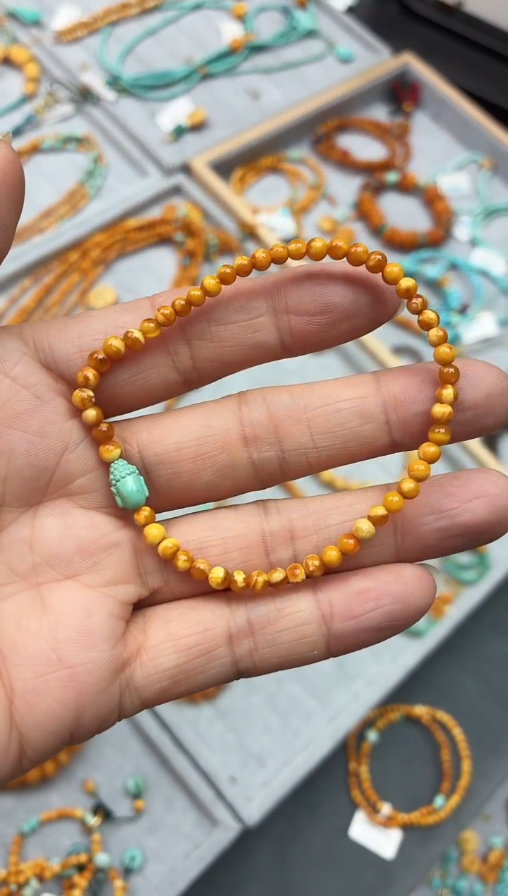 琥珀未镶嵌珠宝奇石手串