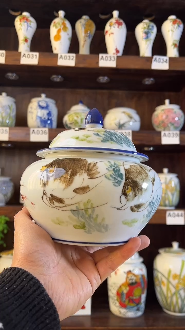 【闪购商品】纯手工手绘神仙鱼储物罐