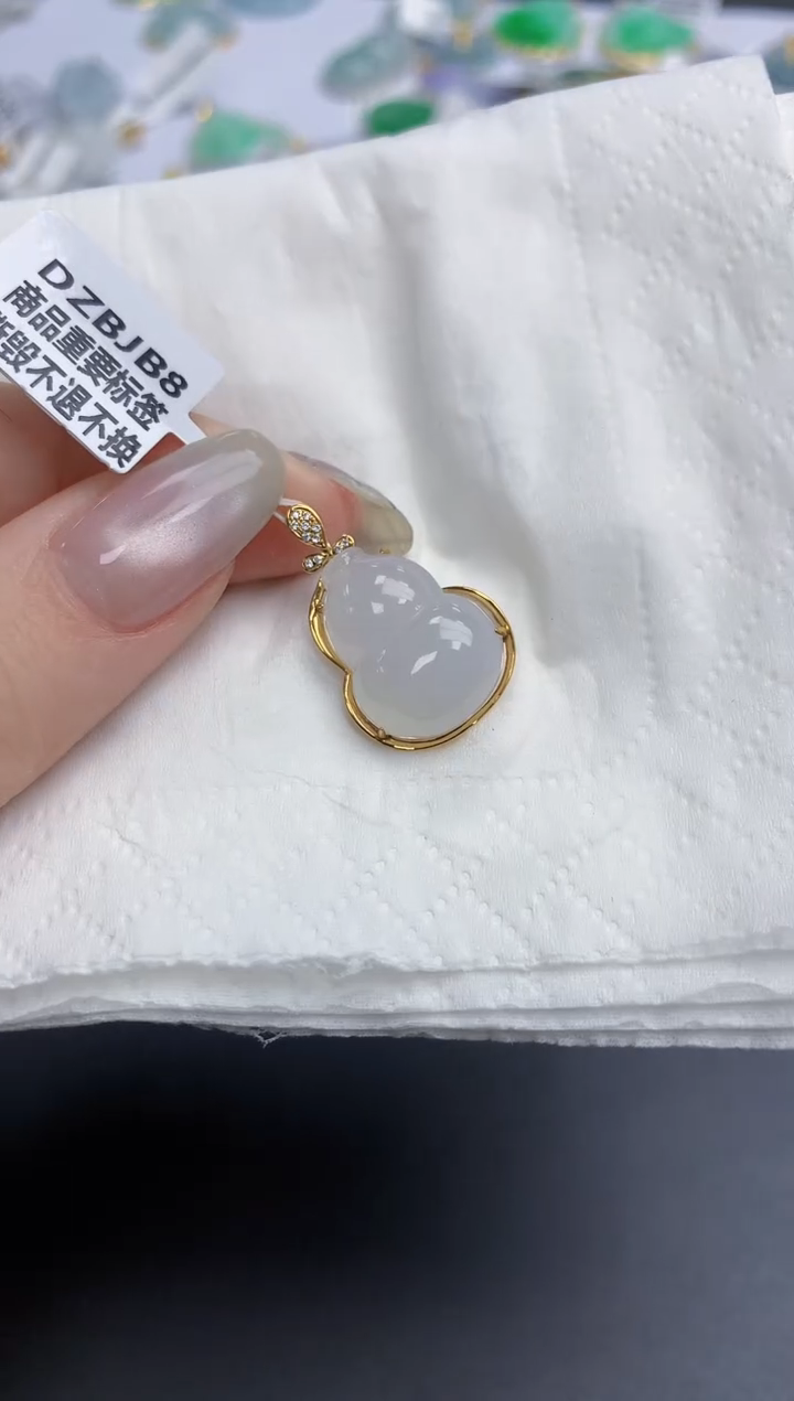 【闪购商品】翡翠颈饰18K金镶嵌天然缅甸翡翠A货