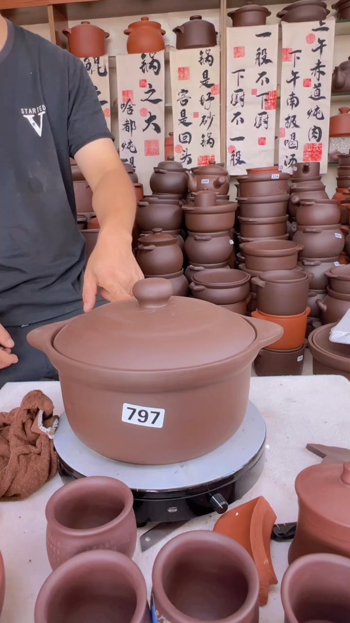 宜兴紫砂3.5升锅紫泥 797