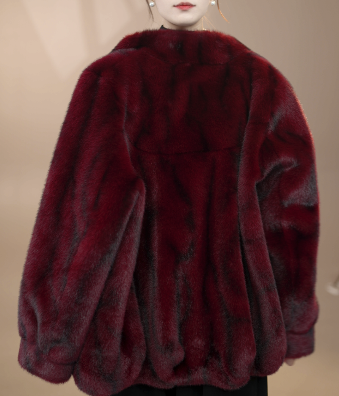 K时尚高端贵夫人短外套2025冬季新款宽松舒适保暖上衣-3853-红