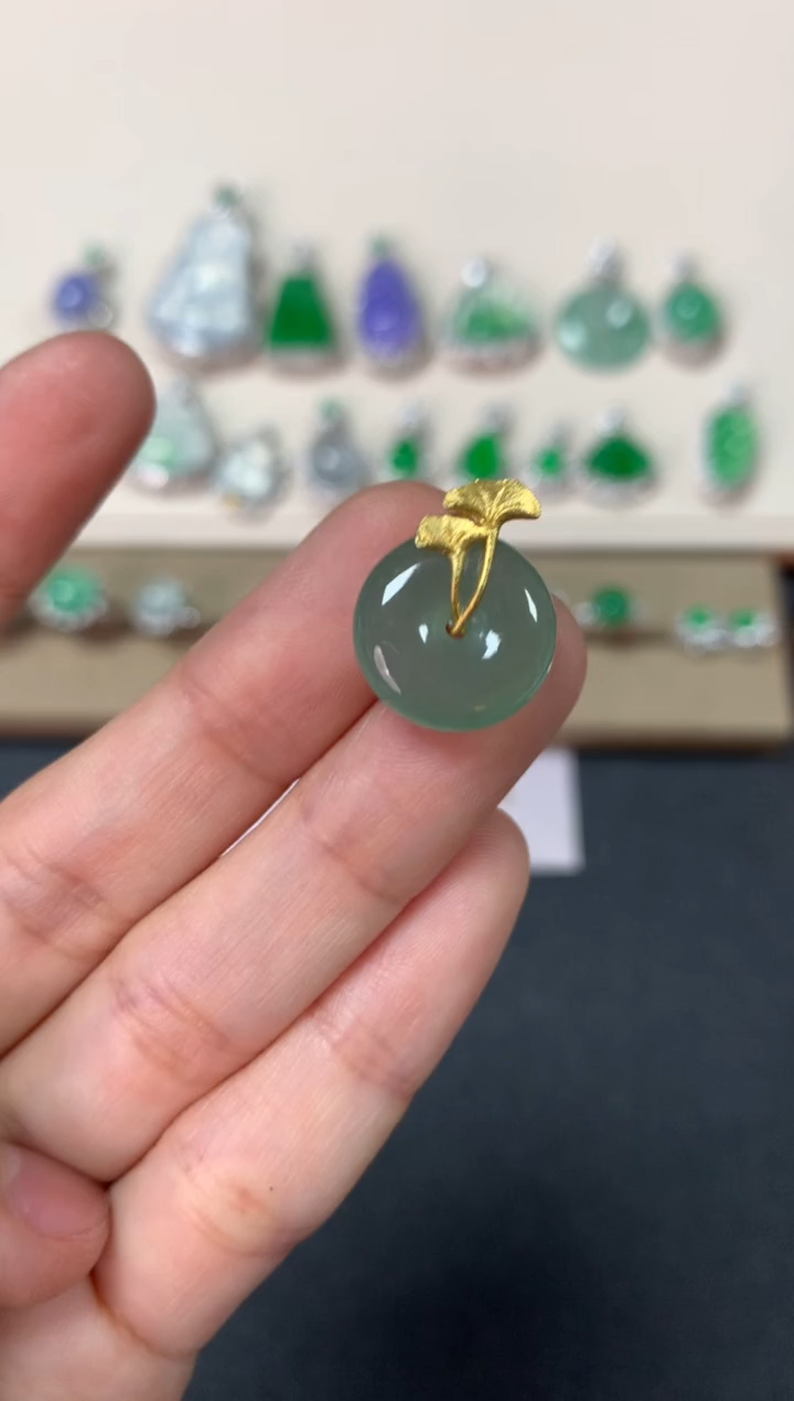 【闪购商品】翡翠吊坠(不含链)18K金镶嵌平安扣吊坠1680