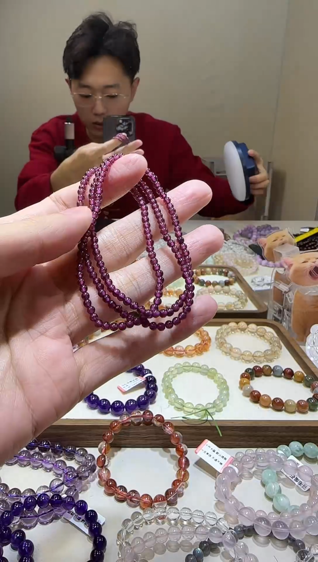 【闪购商品】石榴石（紫牙乌）手链未镶嵌紫牙乌石榴石三圈