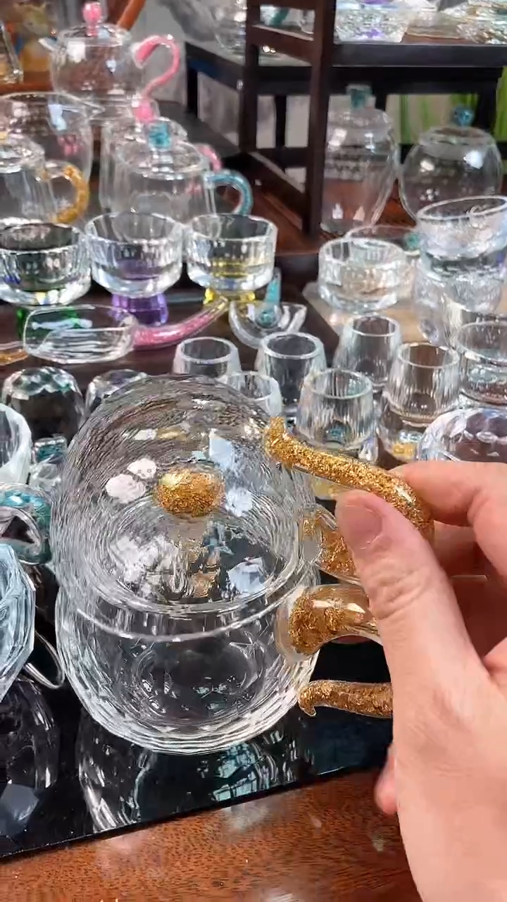 【闪购商品】玺宴水晶西施壶金箔+100毫升咖啡杯金箔
