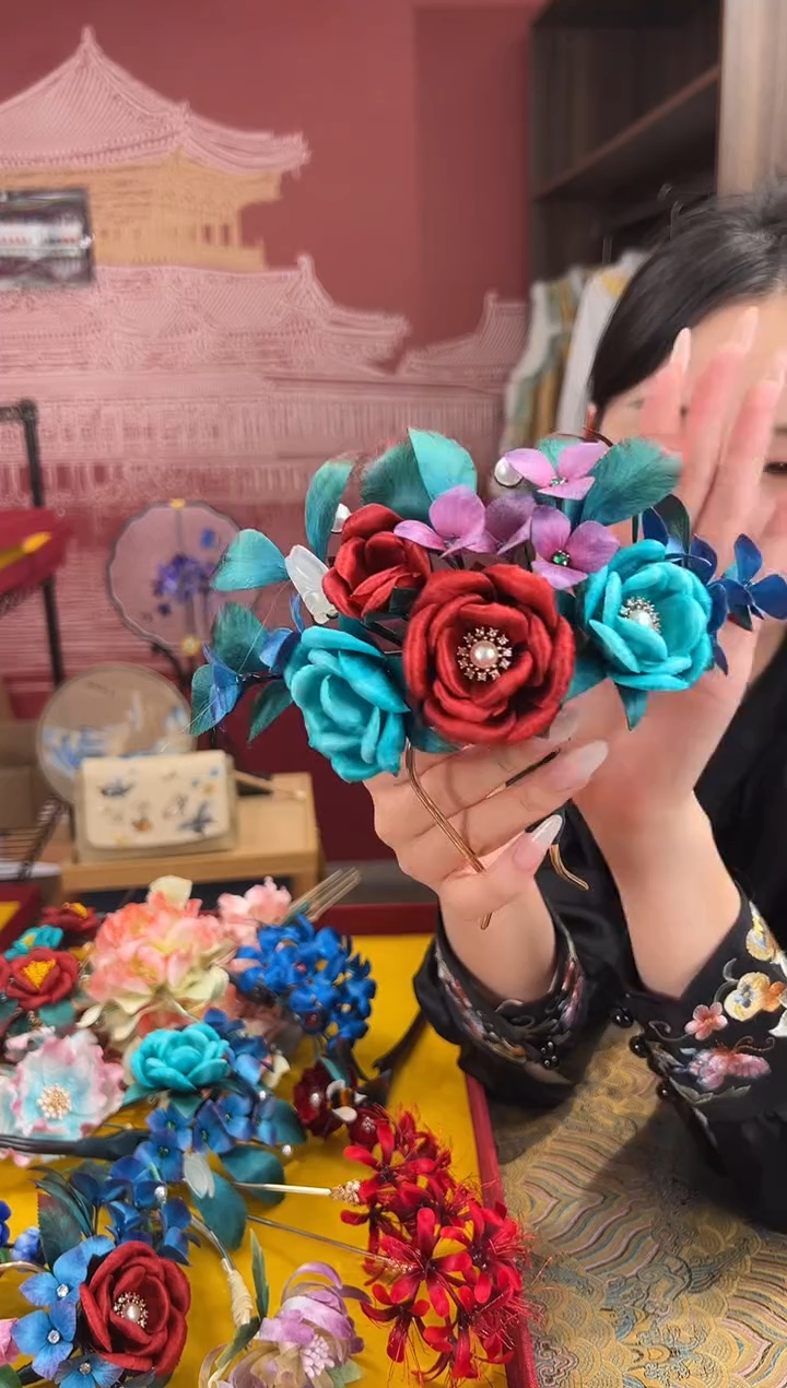 【闪购商品】刺绣非遗绒花（发饰）