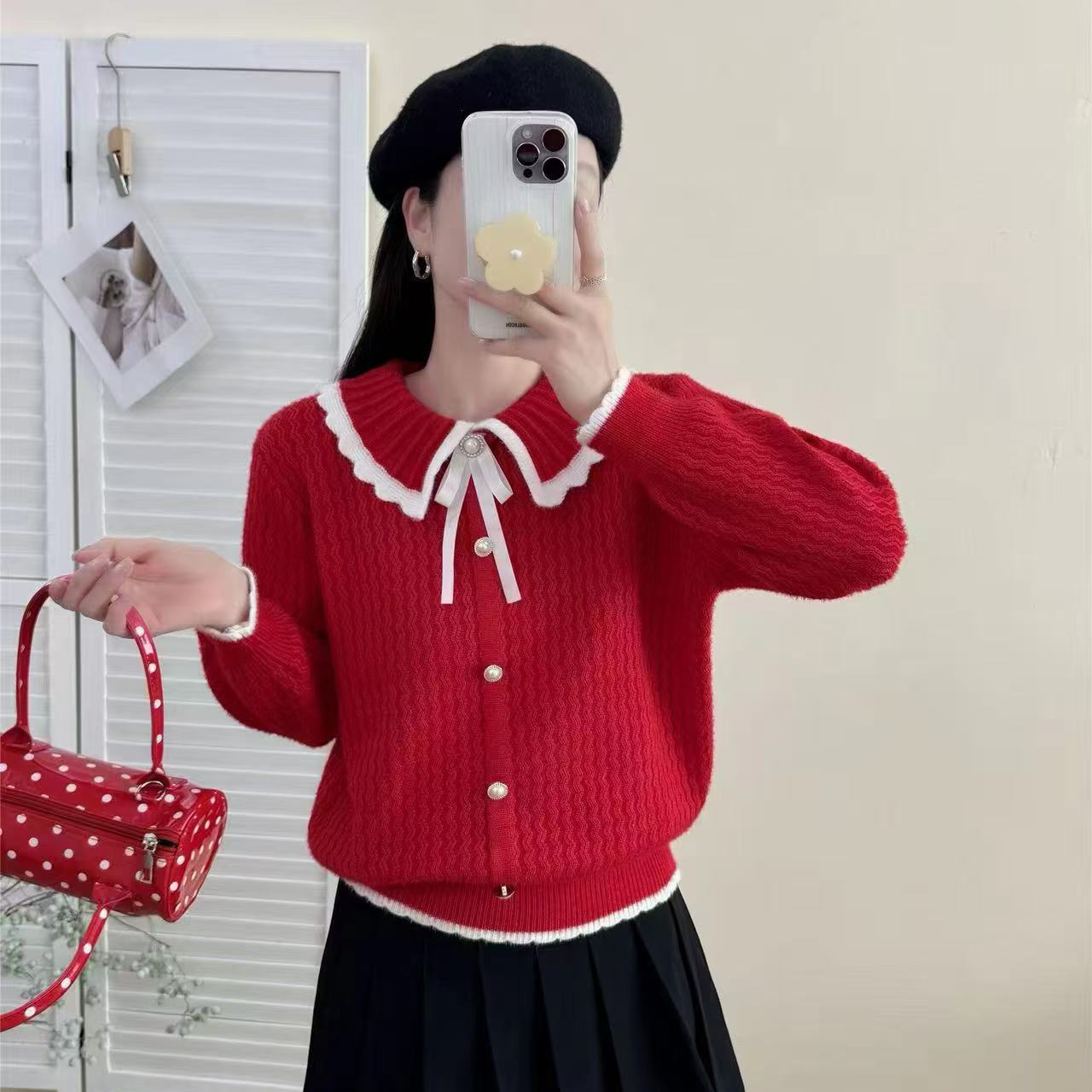 毛针织衫水洗针织长袖显瘦撞色百搭圆领常规袖条纹针织衫开衫2025