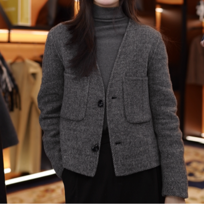 【MYY】2025秋冬上新小个子V领复古气质双面休闲羊毛外套852百搭