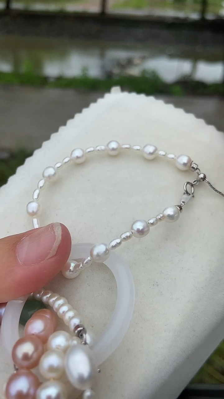 淡水珍珠手链银S925镶嵌珍珠手链