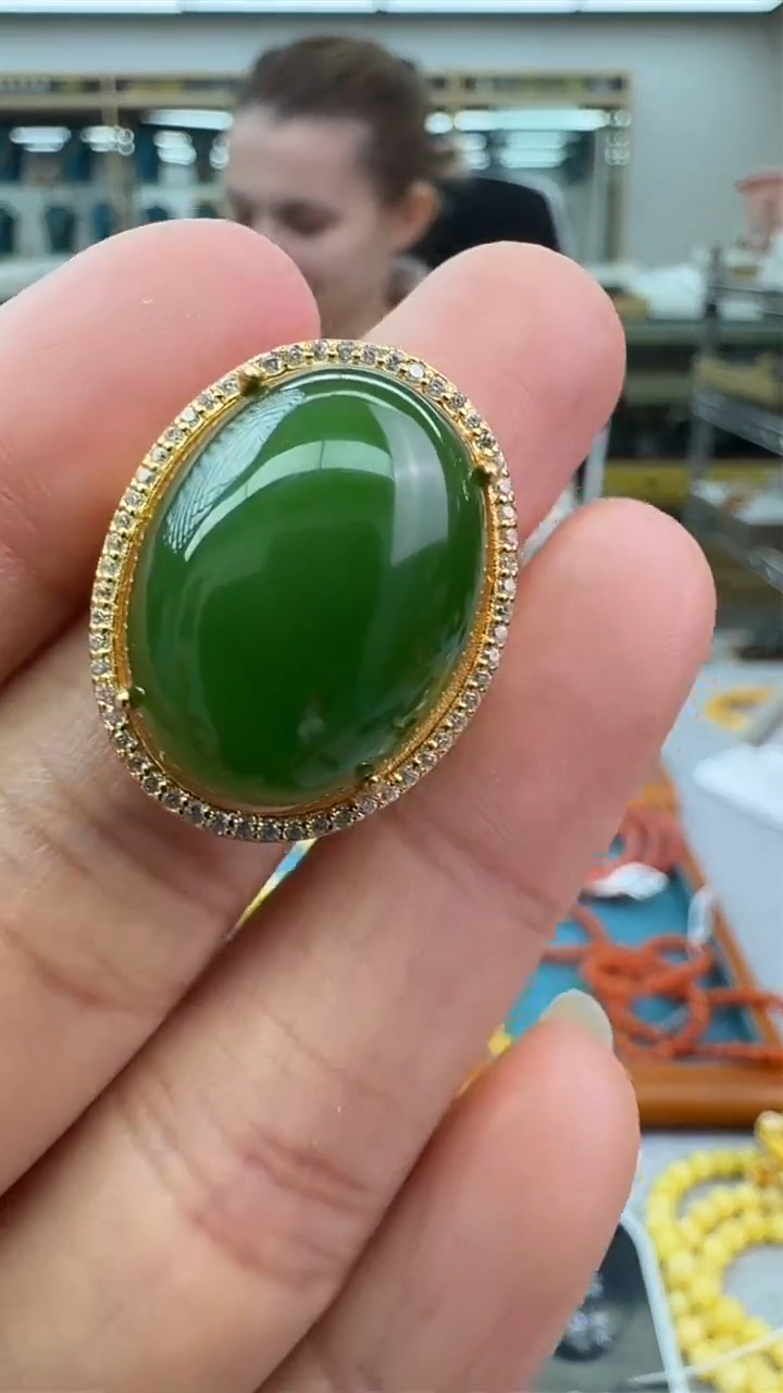 【闪购商品】和田玉（碧玉）戒指未镶嵌56秒拍号