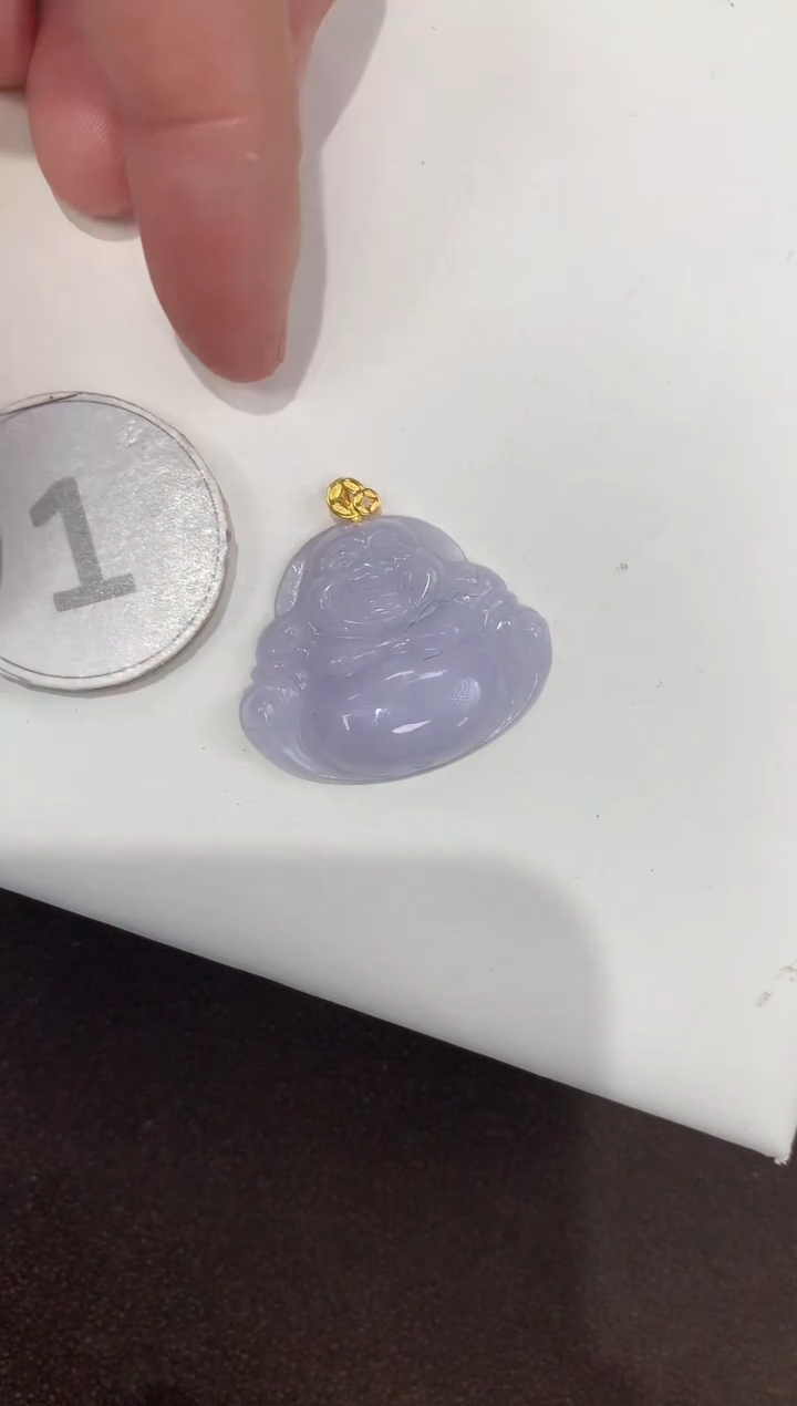 颈饰18K金镶嵌翡翠天然缅甸A货翡翠