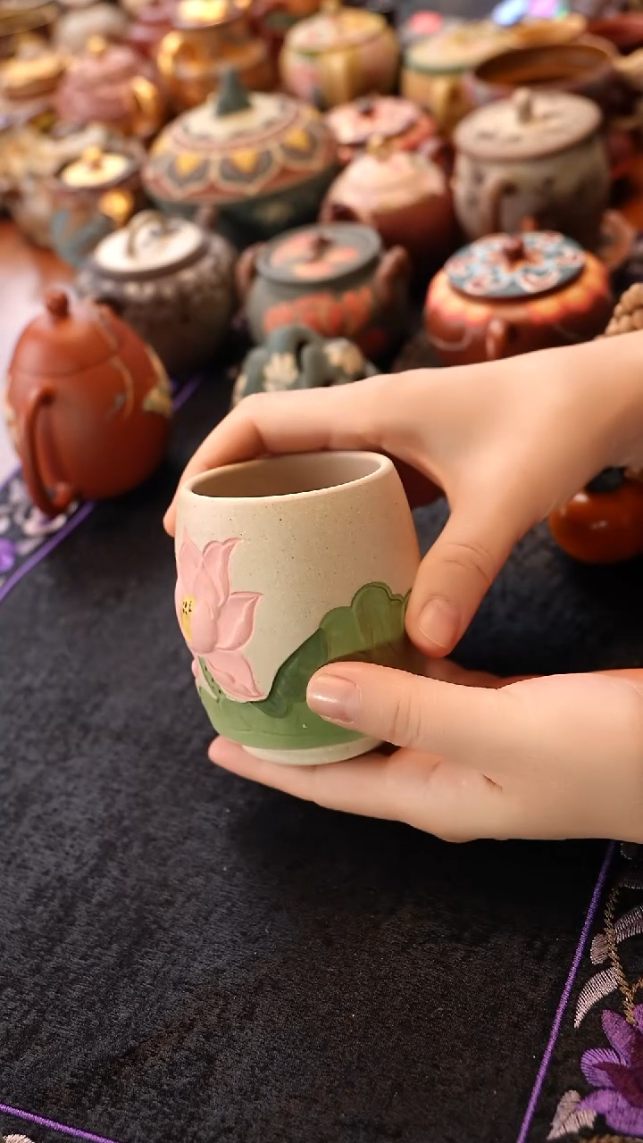 茶壶紫砂白段泥荷花杯
