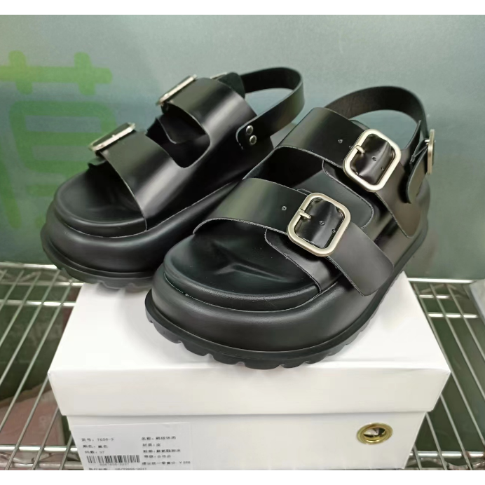 【唯品专属】7656-3新款厚底凉鞋时尚百搭方扣皮带款凉鞋