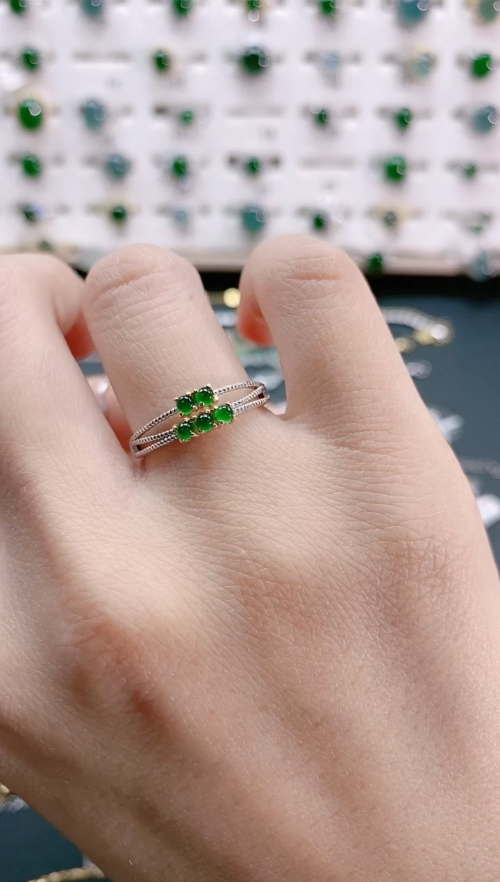 【闪购商品】翡翠戒指银S925镶嵌天然翡翠