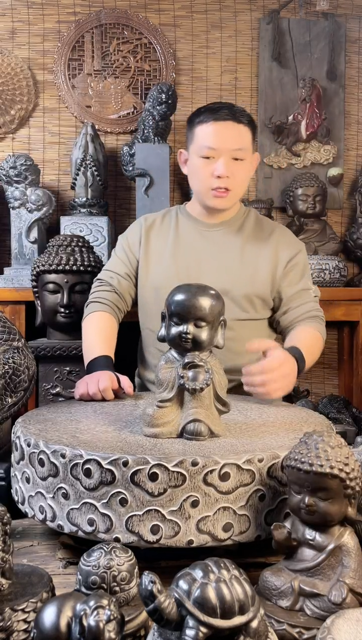 【闪购商品】23小沙弥天然青石雕刻