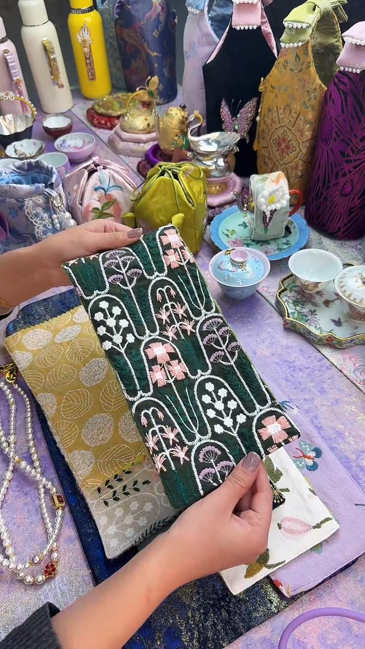 62花园刺绣吸水茶巾