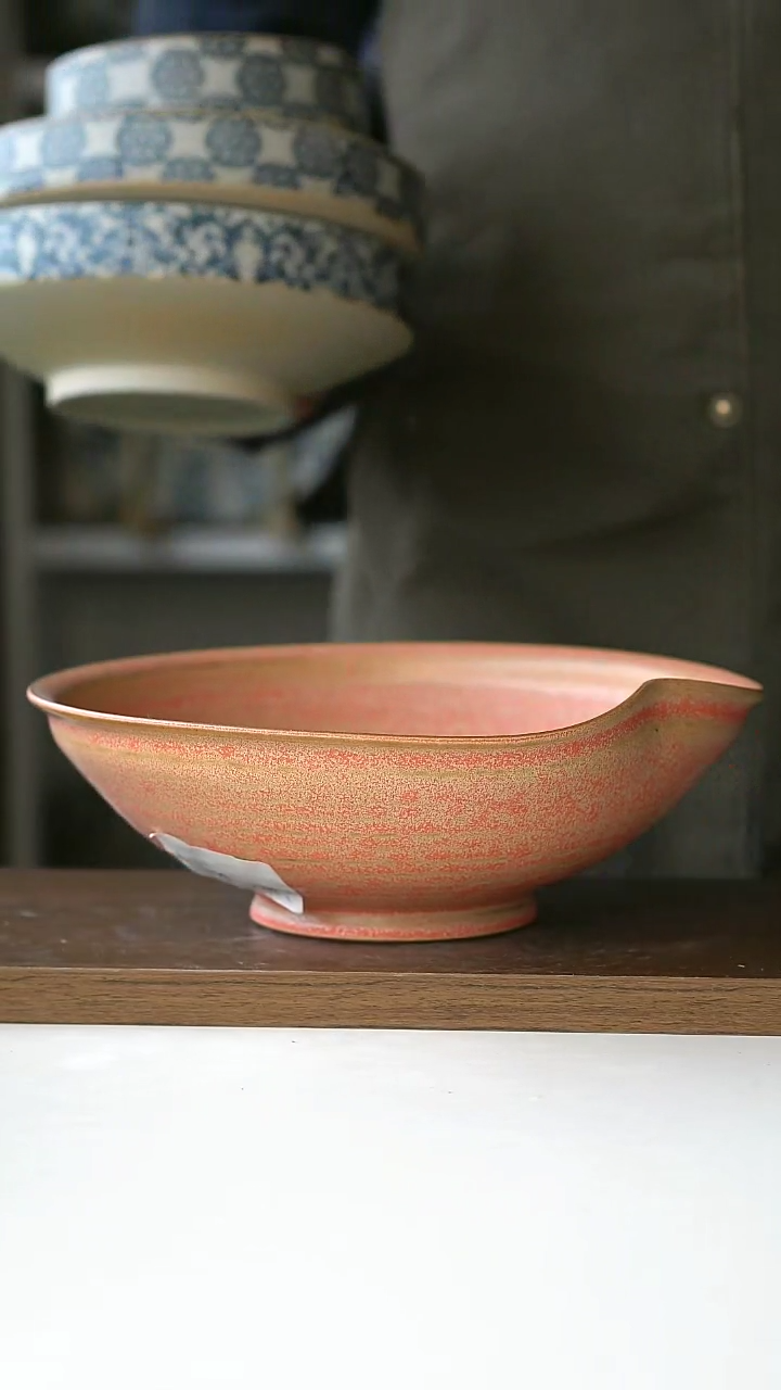 【闪购商品】陶瓷日式深盘粉20cm@4-2@