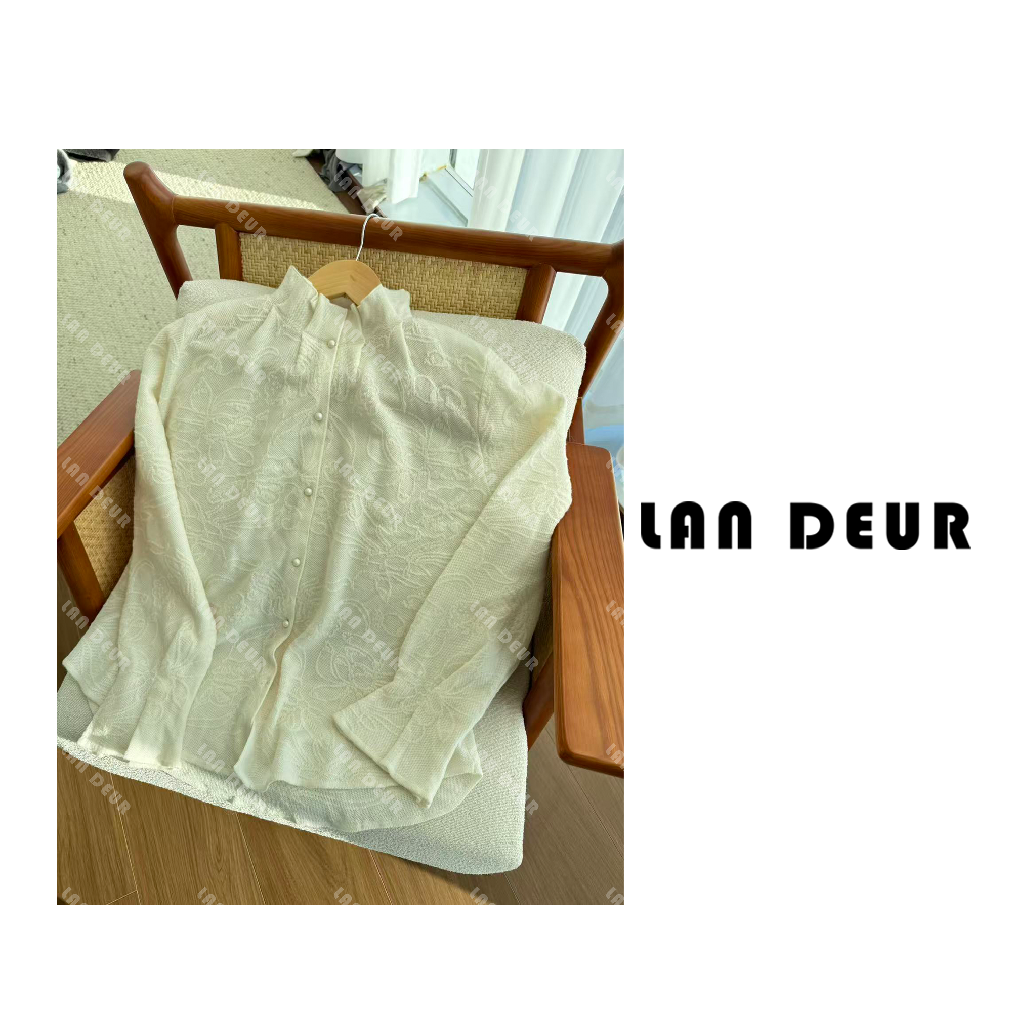 【月下舞曲】100%羊毛衫新中式国风气质减龄木耳边立领针织衫女