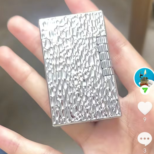 银色陨石坑 朗声侧滑 汽机 复古个性打火机高档时尚