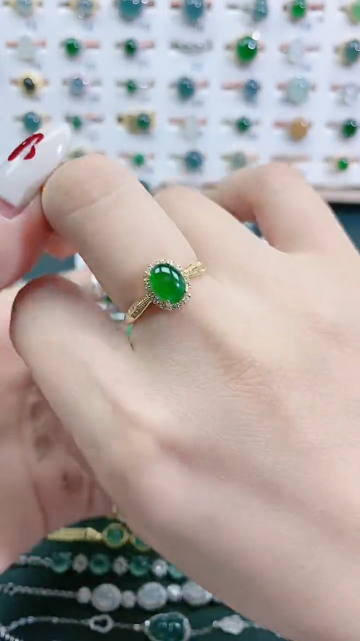 银S925镶嵌戒指翡翠天然翡翠