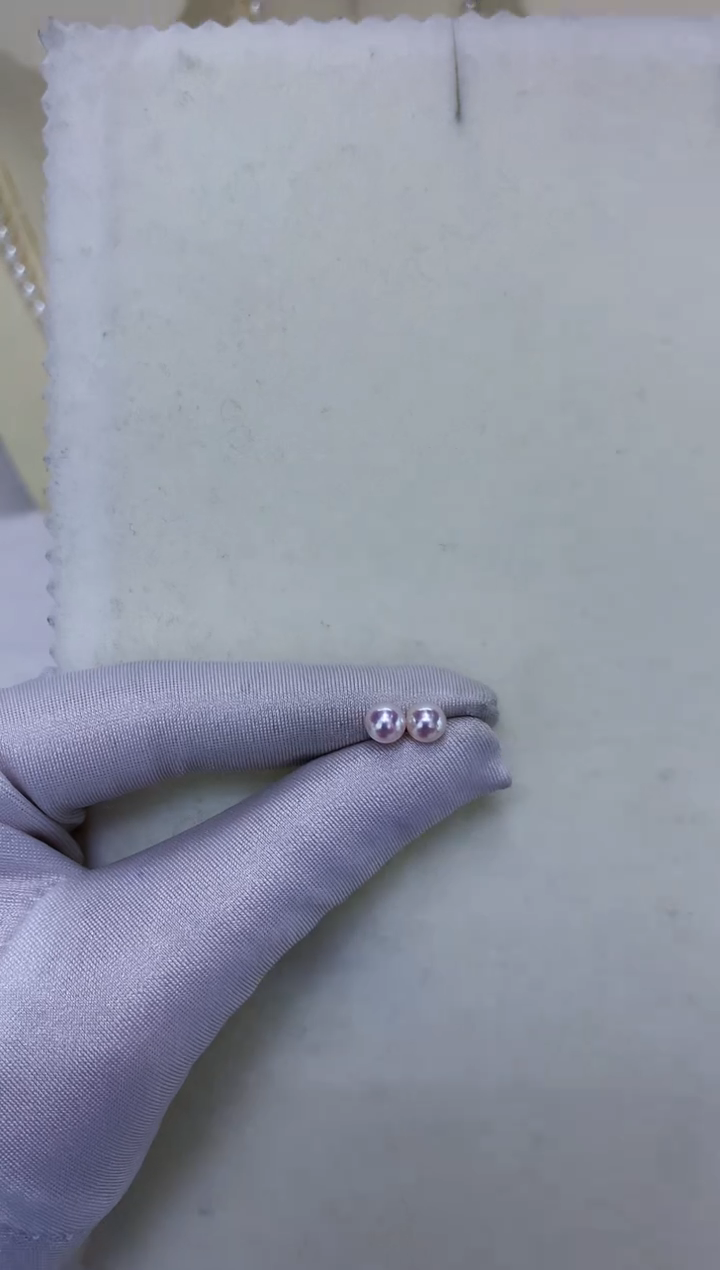 18K金镶嵌DA海水珍珠素钉5-6MM x069