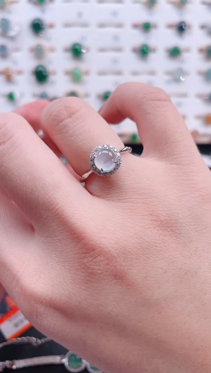 银S925镶嵌戒指翡翠天然翡翠