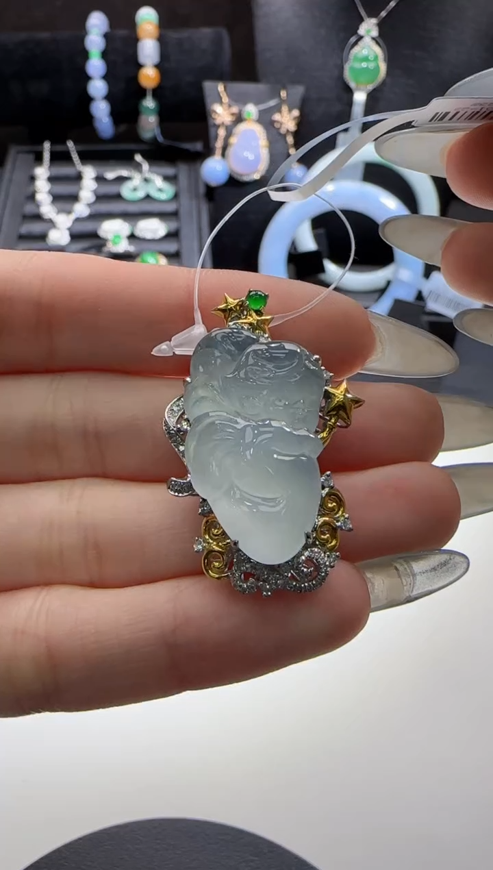 【闪购商品】翡翠吊坠(不含链)18K金镶嵌翡翠戒指