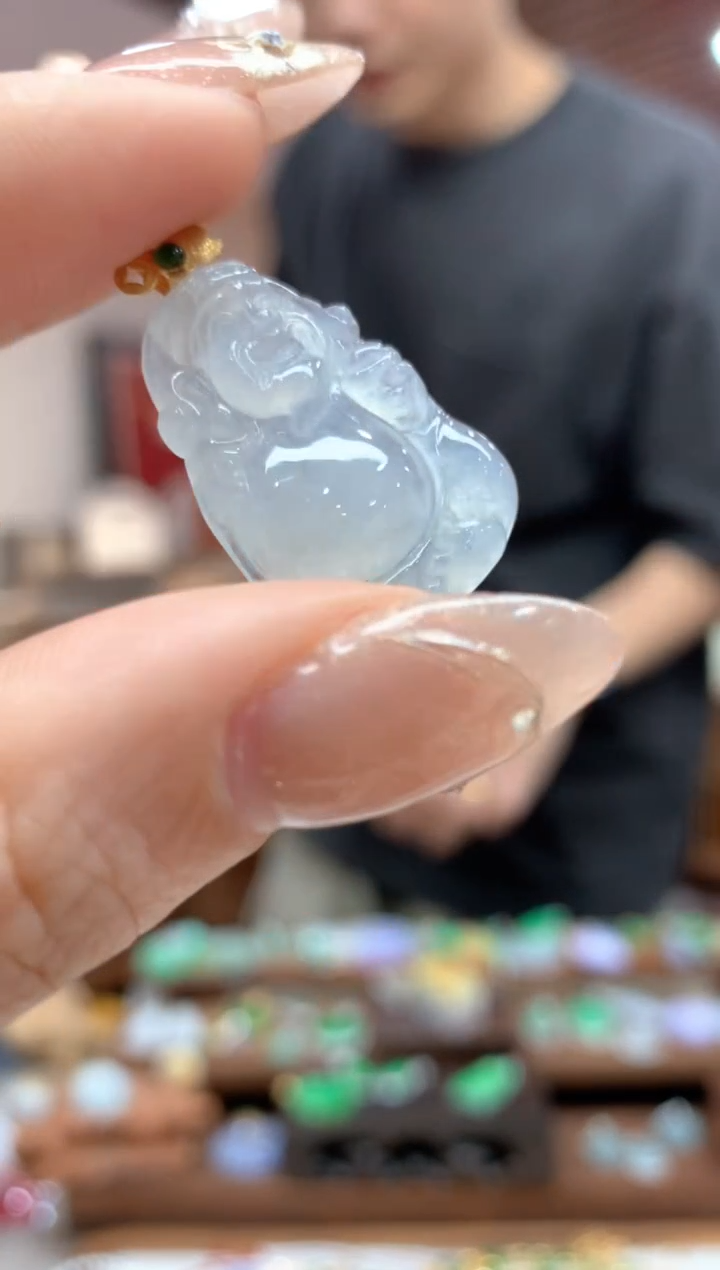 【闪购商品】翡翠吊坠(不含链)18K金镶嵌财神