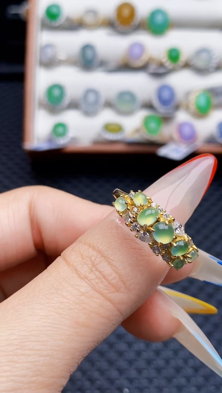 银S925镶嵌戒指翡翠3282