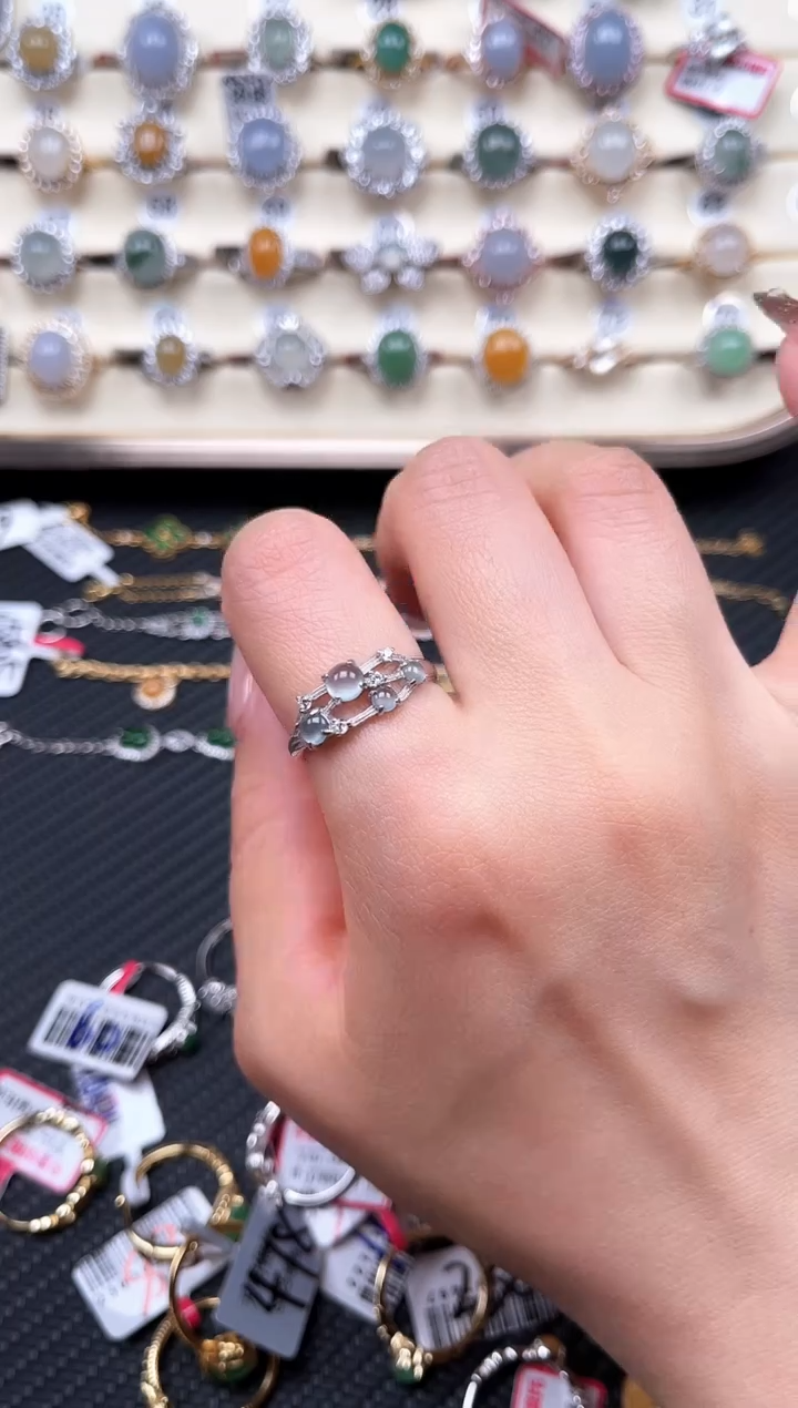 【闪购商品】翡翠戒指银S925镶嵌天然A货翡翠戒指