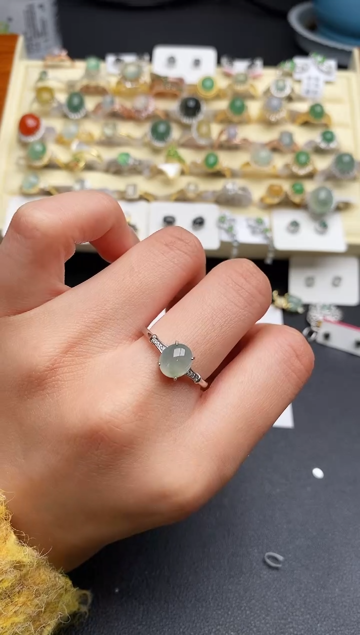 【闪购商品】翡翠戒指银S925镶嵌333333333+3