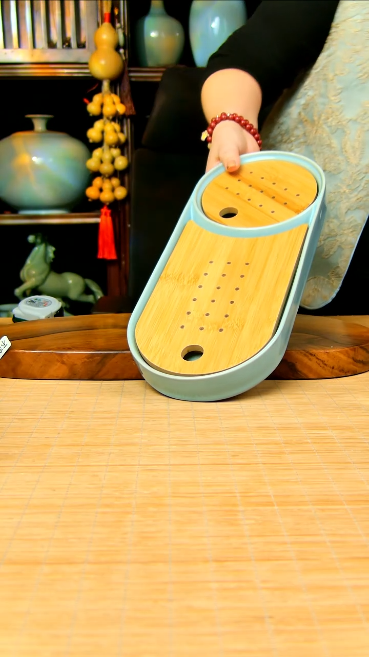 【闪购商品】瓷片天青全手工茶盘摆件不完美