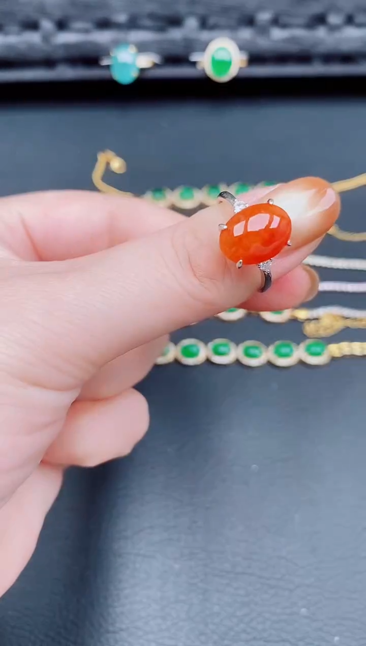 【闪购商品】翡翠戒指银S925镶嵌天然a货翡翠353