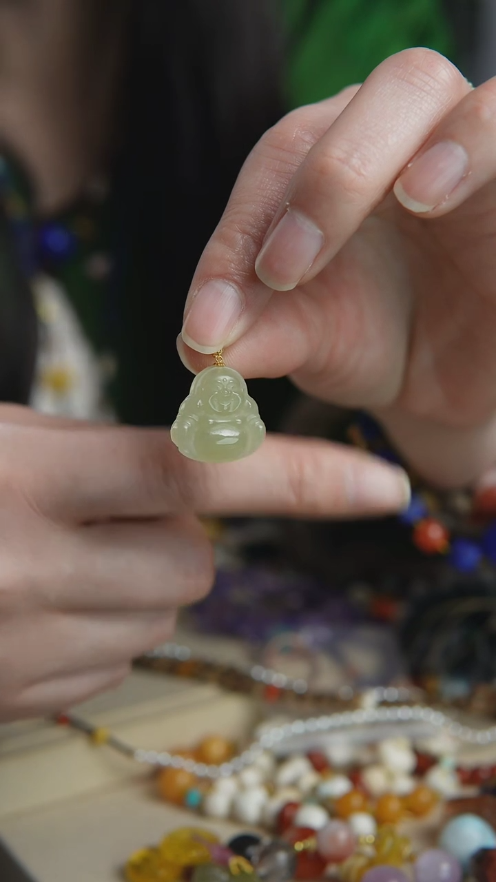 【闪购商品】和田玉（糖玉）吊坠(不含链)18K金镶嵌吊坠