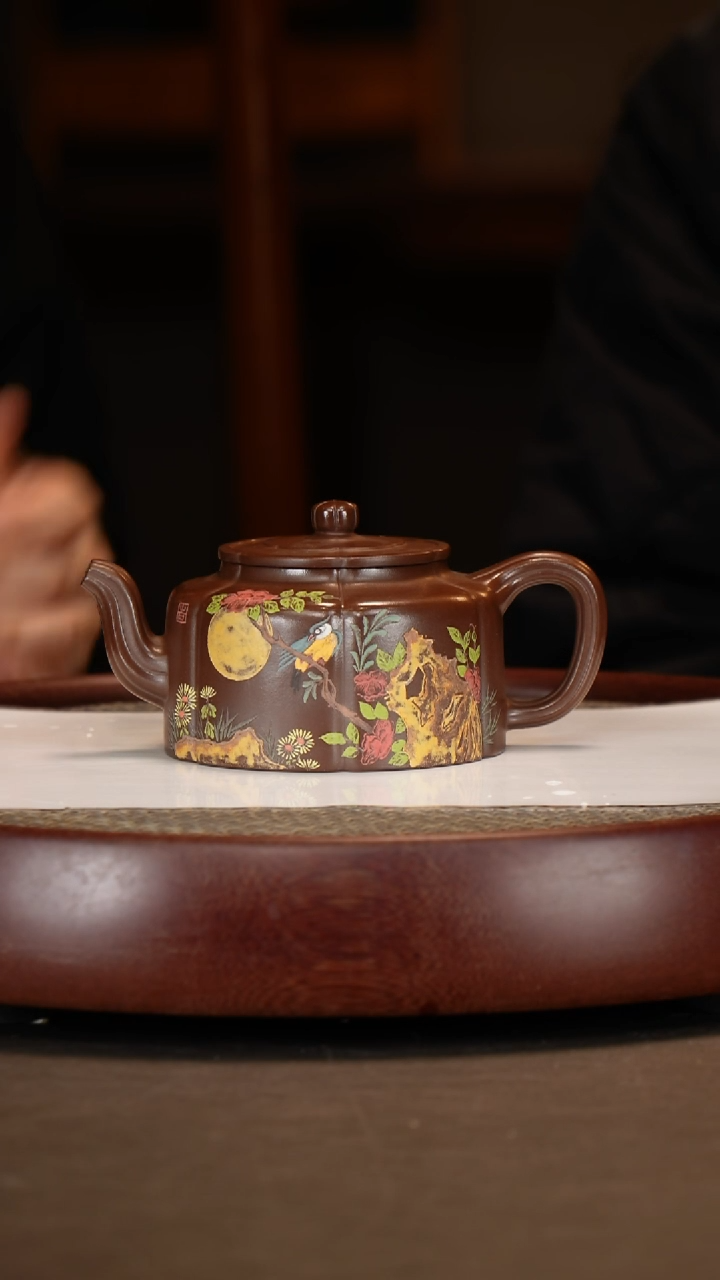 【闪购商品】紫砂茶壶梅花周盘+花开富贵300c