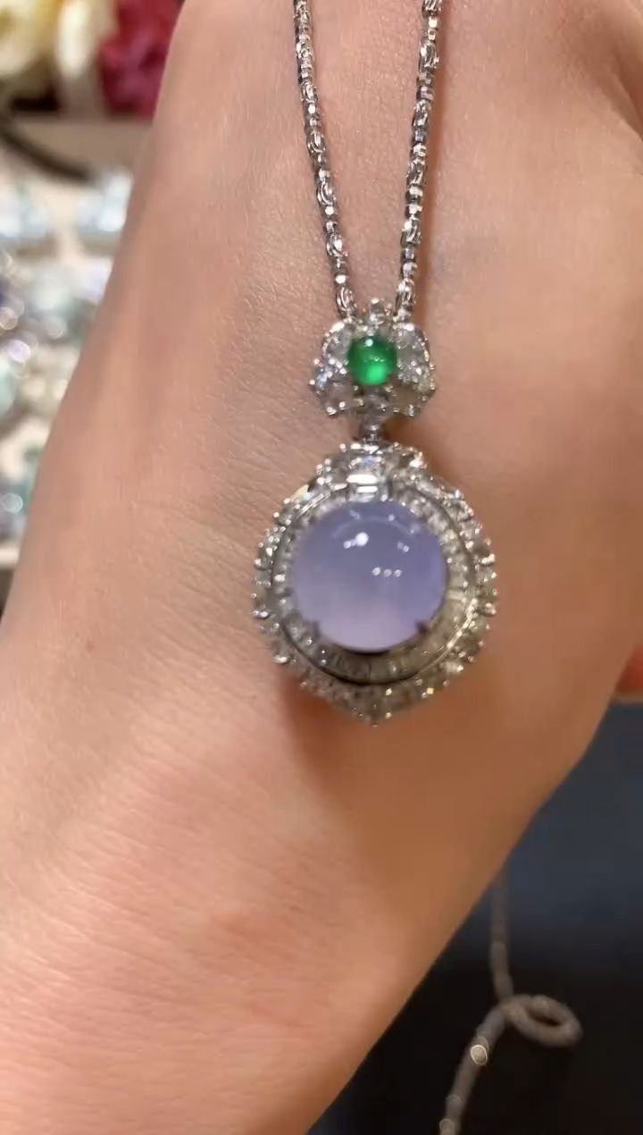 吊坠(不含链)18K金镶嵌翡翠z141  紫色有色差