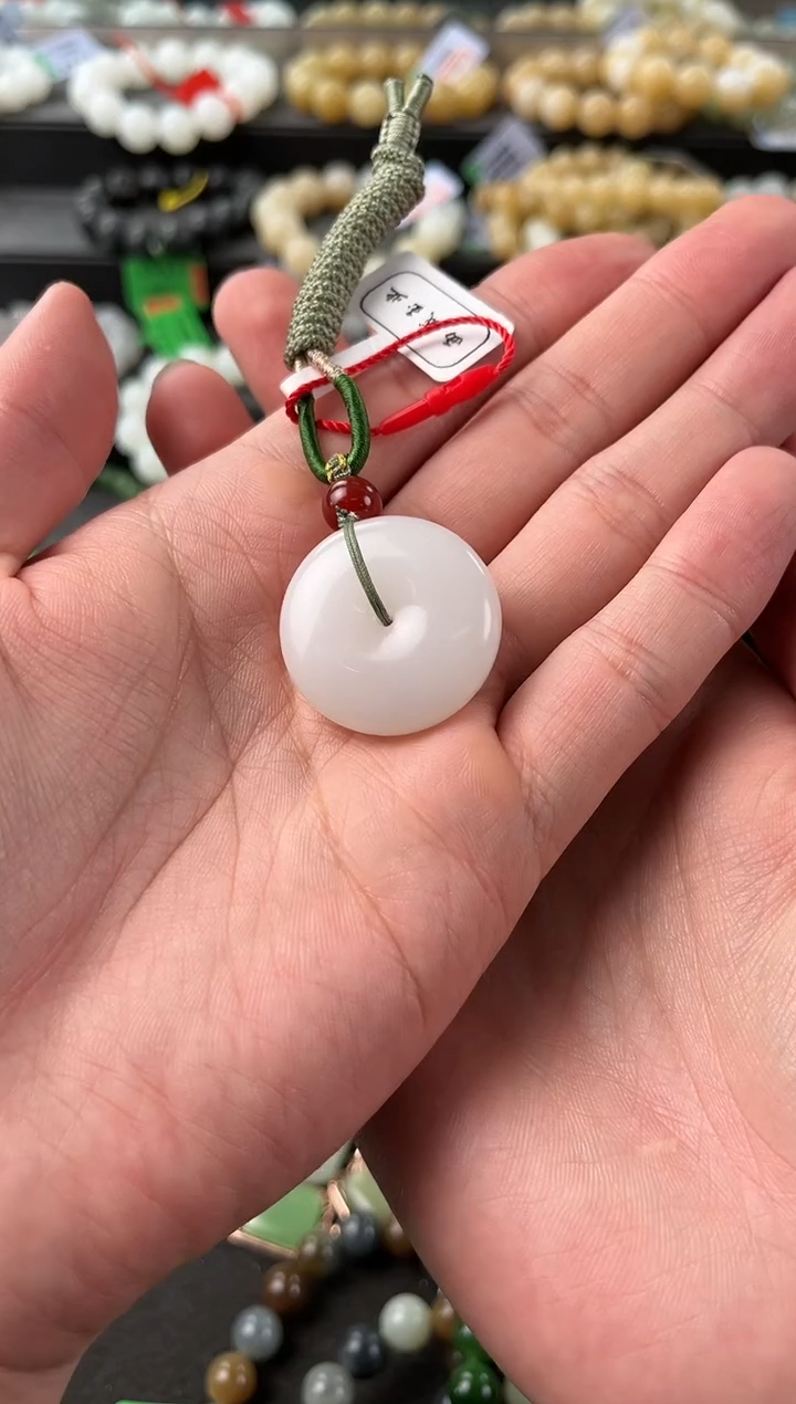 【闪购商品】和田玉平安扣未镶嵌且末天泰白玉平安扣微色差