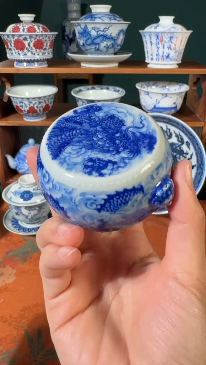 【闪购商品】杯永明尚玩青花龙纹盖置