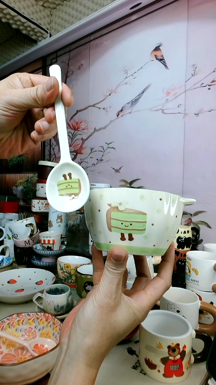 陶【孤品清仓】抹茶绿双耳碗