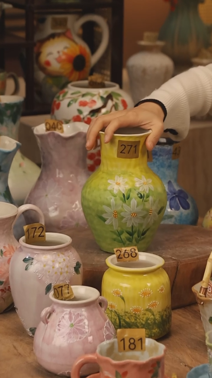陶瓷景德镇设计师手作花器摆件侘寂风@M271@