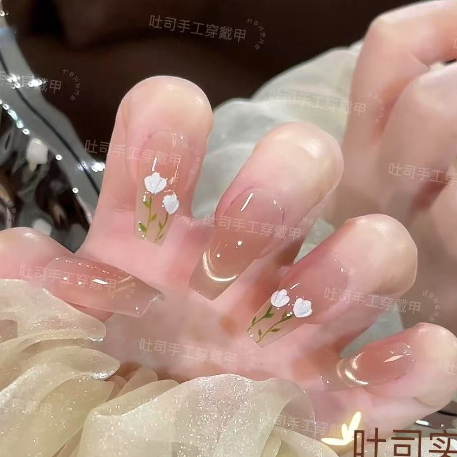 【冰晶郁金香】新款高品质纯手工穿戴甲美甲贴穿戴式光疗猫眼