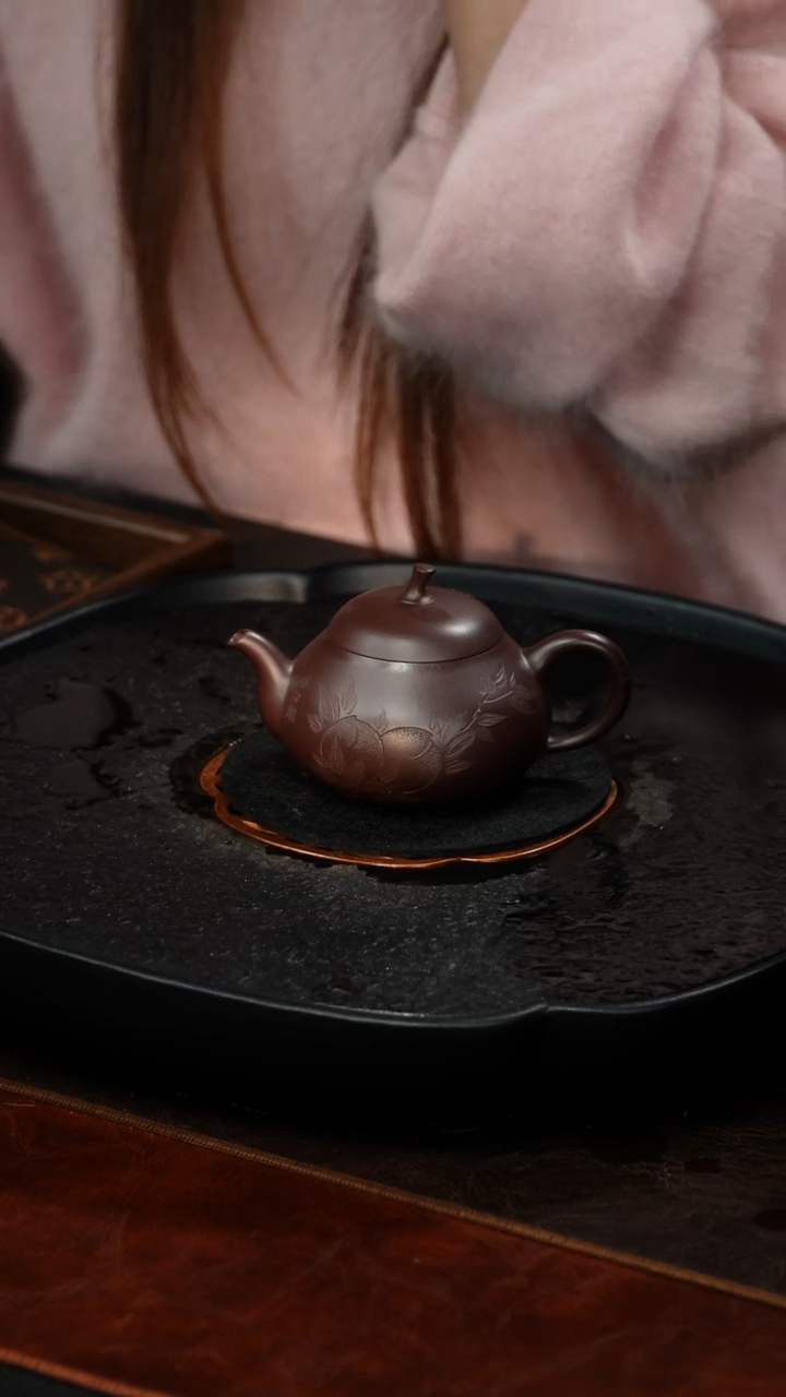 茶壶紫砂刘海清 瓜趣73 深井紫泥 180毫升