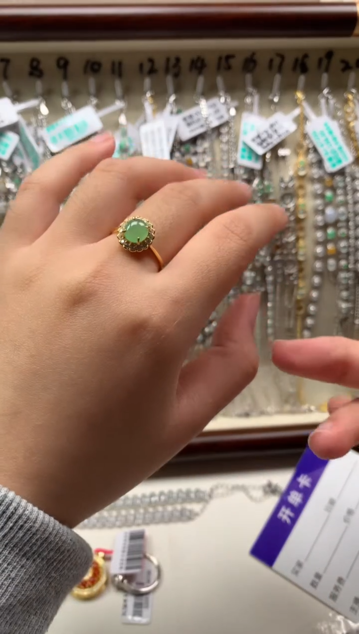 银S925镶嵌戒指翡翠22